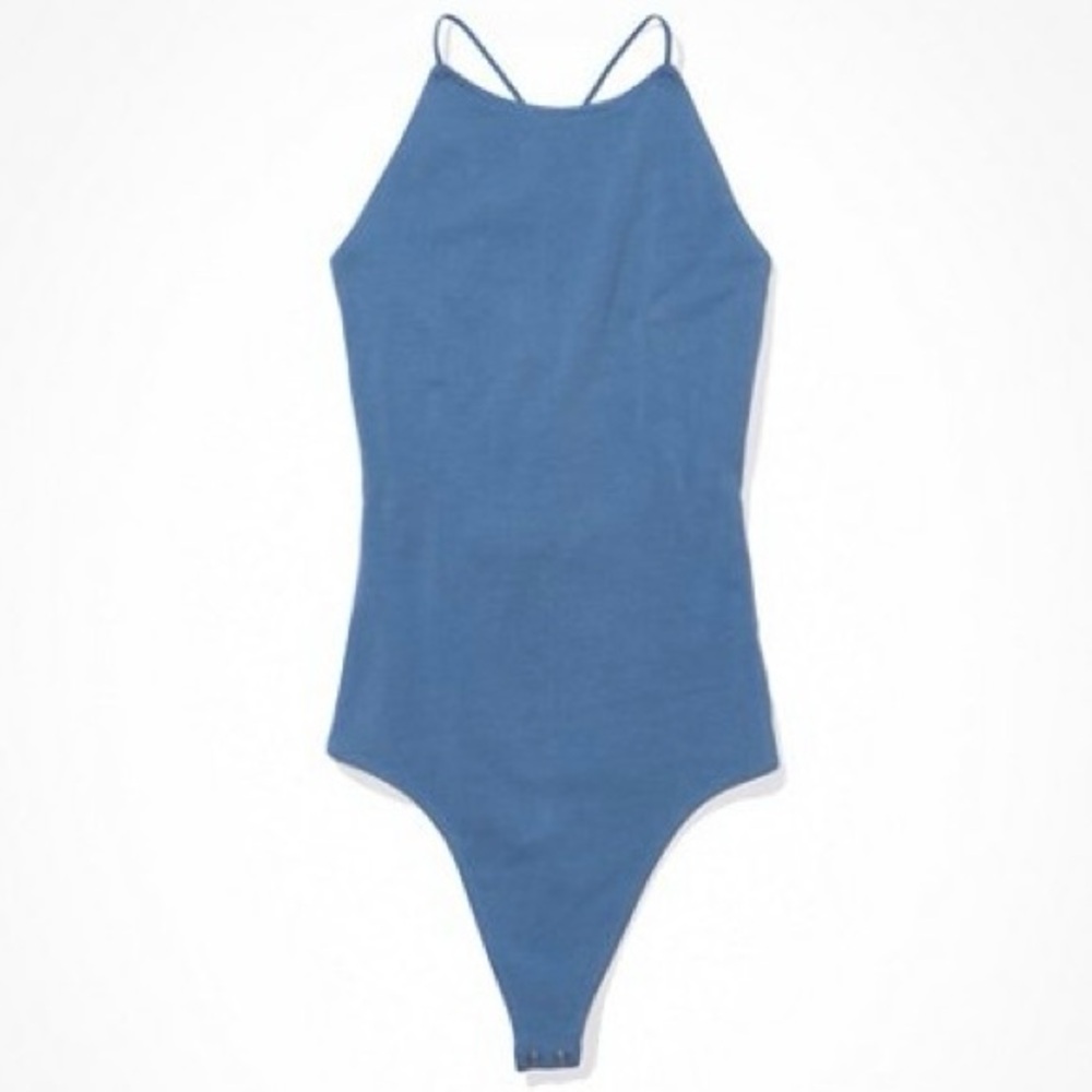 AE open crisscross lace-up back high neck bodysuit